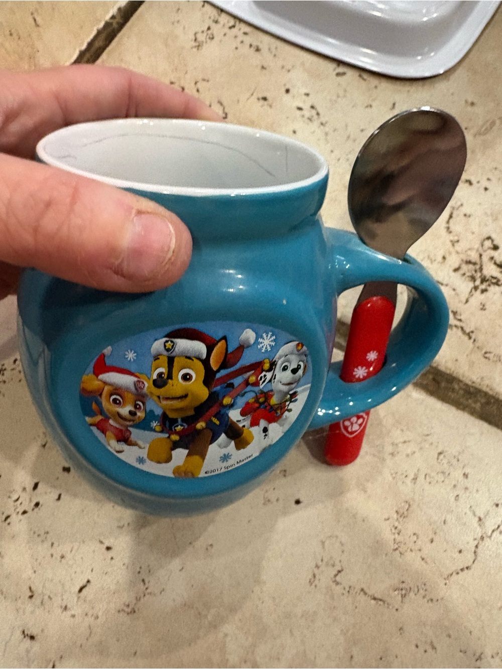 Blue Paw Patrol Kids Ceramic Mug with Spoon - Official Character Design